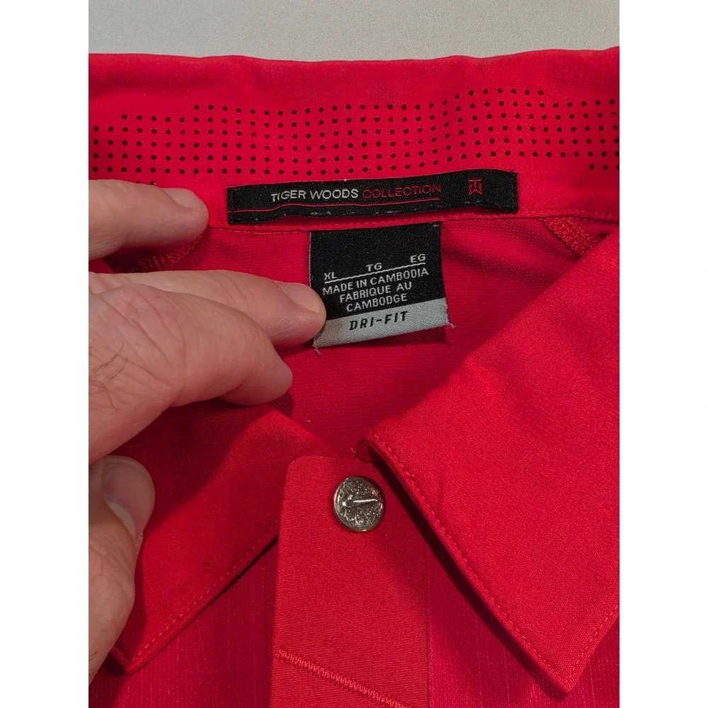 Nike Tiger Woods Collection Dri-FIT Golf Polo Red Textured XL 1151